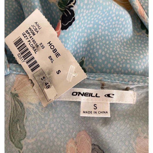 O'Neill Izzy Floral Flowers Baby Blue Midi Dress Size Small - Picture 8 of 16